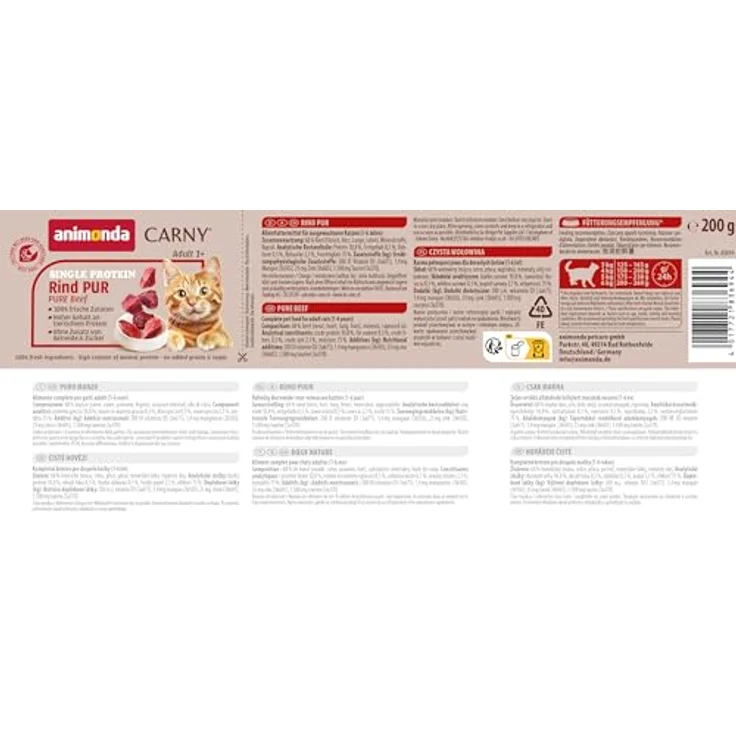 animonda Carny Katzen Nassfutter Single Protein Mix Pur, 6 x 200g, hochwertiges Feuchtfutter mit einer Proteinquelle für ausgewachsene Katzen, ohne künstliche Zusätze – Bild 7