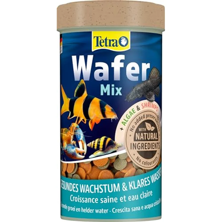 Tetra Wafer Mix, Fischfutter für Bodenfische und Krebse, nährstoffreich mit Shrimps und Spirulina, 250 ml Dose – Bild 1