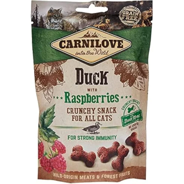 Carnilove Cat - Crunchy Snack - Knuspriger Katzensnack mit Ente und Himbeeren, 50g – Bild 1