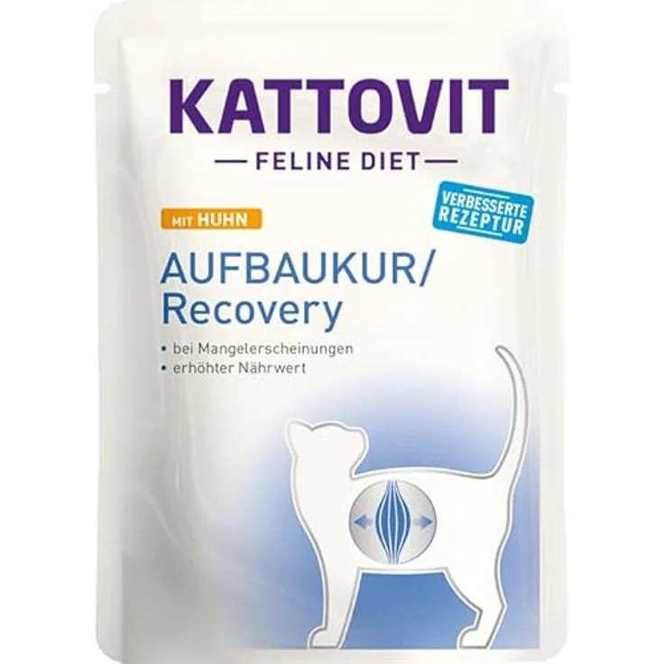 Kattovit Feline Diet Aufbaukur/Recovery 12 x 85g, Hochenergetisches Nassfutter mit leicht verdaulicher Huhn-Sauce für ausgewachsene Katzen – Bild 2