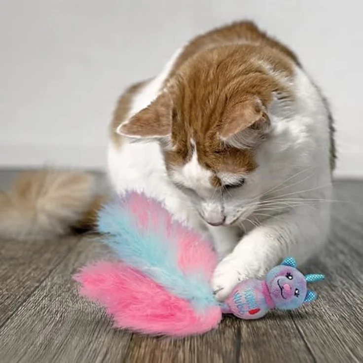 KONG Wubba Caticorn, Katzenspielzeug mit Katzenminze, flatterndem Schweif und rasselndem Geräusch – Bild 2