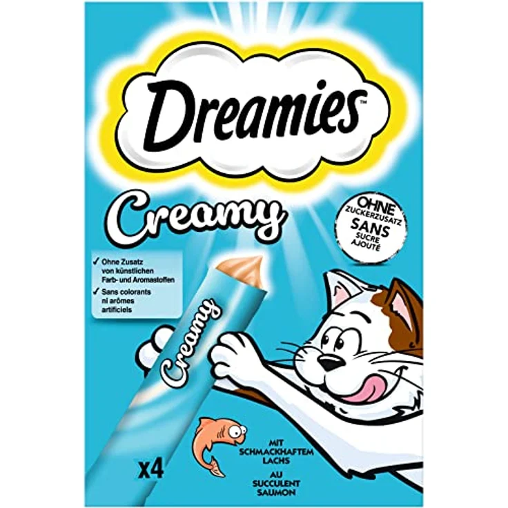 Dreamies Creamy Snacks - Sparpaket Lachs, 44 x 10 g, cremige Konsistenz, ohne Zuckerzusatz, mit Taurin – Bild 2