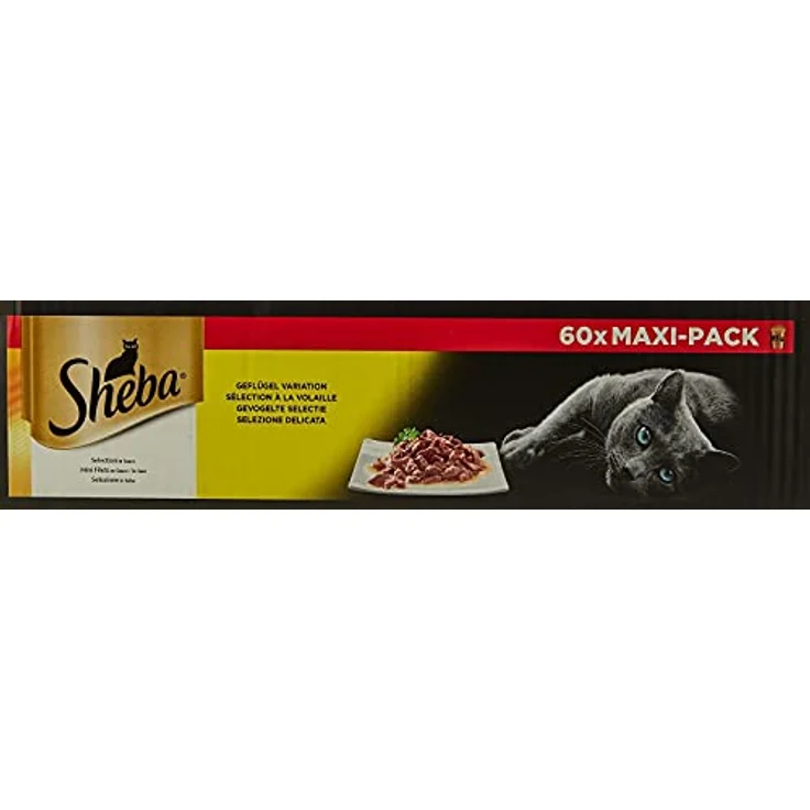 Sheba Auswahl in Sauce, Nassfutter für ausgewachsene Katzen mit Huhn, Truthahn, Ente und Geflügel, 60 Beutel à 85 g – Bild 2