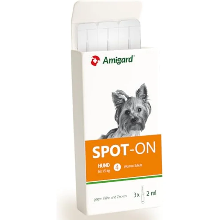 Amigard Spot On für kleine Hunde bis 15 kg, Pflanzlich ohne Duftstoffe, 3er Pack gegen Zecken und Flöhe für 3 Monate Schutz – Bild 1