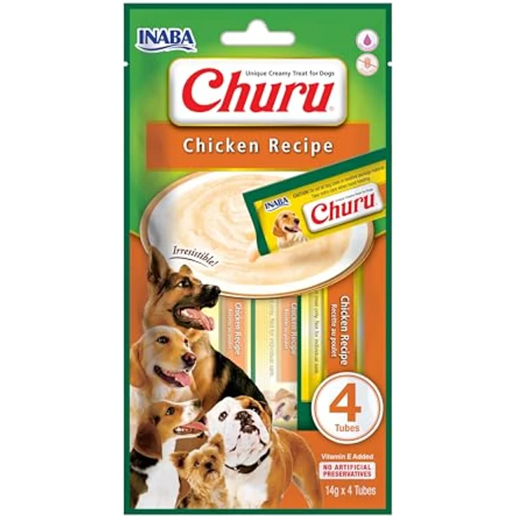 INABA Churu Hundeleckerli, Getreidefreier, Zuckerfreier Creamy Snack aus 100% Hühnerfleisch, Kalorienarm, 56 g (1er Pack) – Bild 1