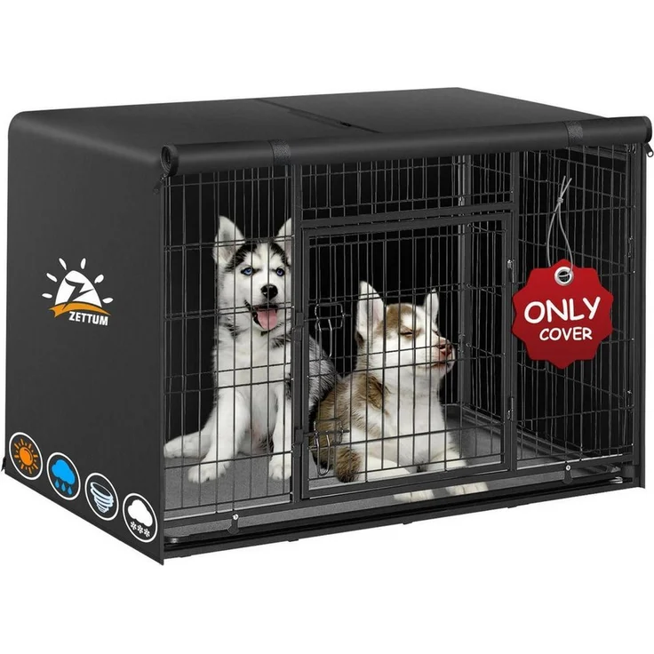LuxusKollektion Hunde-Transportbox Käfigabdeckung 61 x 45 x 50 cm, Winddicht, 600D Oxford, Aufrollbares Design, UV-beständig