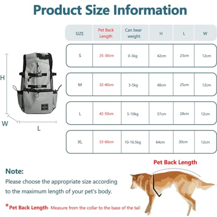 Galatée Hundetragerucksack XL, Verstellbarer belüfteter Hunderucksack für Wanderungen und Reisen, Grau – Bild 4