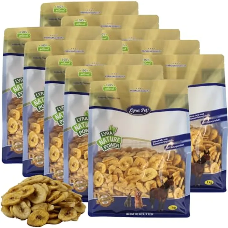 Lyra Pet® Getrocknete Bananen 10 kg, Reich an Vitaminen & Ballaststoffen, Nährstoffreiches Futter für Vögel, Nager, Pferde & Reptilien