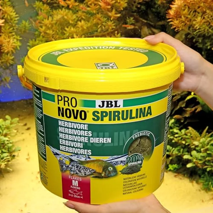 JBL PRONOVO SPIRULINA FLAKES, Grünfutter für Aquarienfische 8-20 cm, präbiotisch, 5500 ml – Bild 3