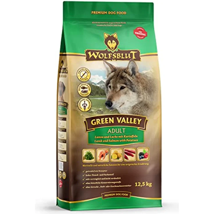 WOLFSBLUT Trockenfutter Hund Green Valley Adult, Lamm & Lachs mit Kartoffeln, 12,5 kg, ohne Getreide, mit Superfoods – Bild 1