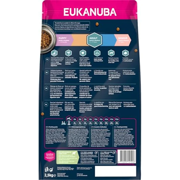 Eukanuba Hundefutter mit Lamm & Reis, Trockenfutter für kleine und mittelgroße Rassen, 2,5 kg – Unterstützt gesunde Haut, glänzendes Fell und optimale Verdauung – Bild 5