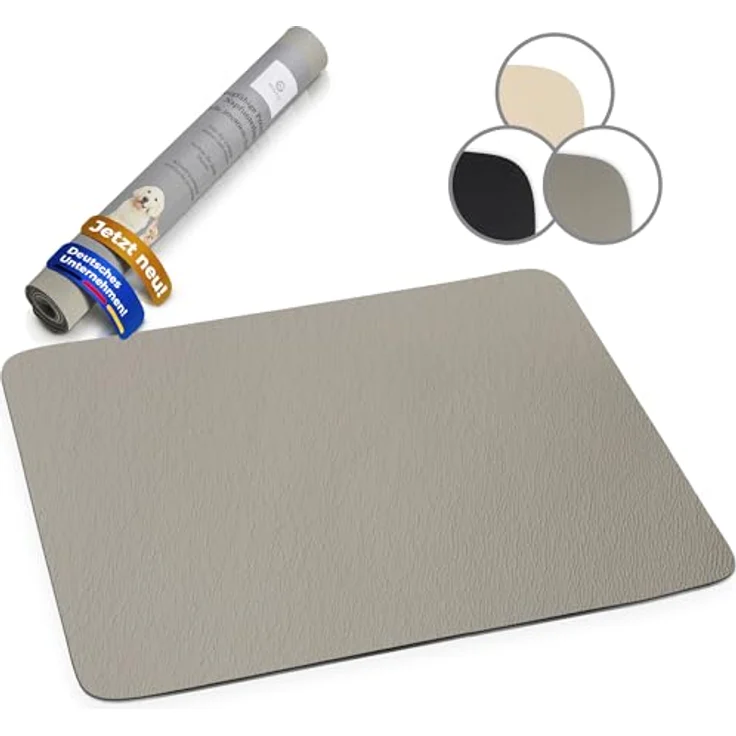 Miggo® Saugfähige Napfunterlage für Hund & Katze 40x50 cm Grau - rutschfeste Futterunterlage aus Kunstleder, Bodenschutzmatte für Futter, Wasser & Trinkbrunnen – Bild 1