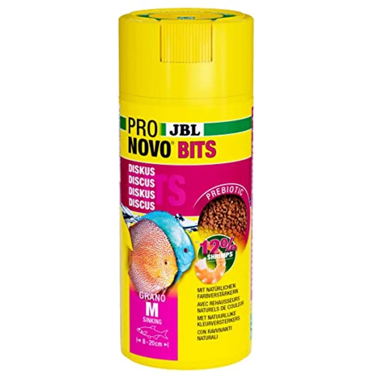 JBL PRONOVO BITS GRANO, Hauptfutter-Granulat für Diskus und Buntbarsche 8-20 cm, mit Klickdosierer, 250 ml – Bild 1