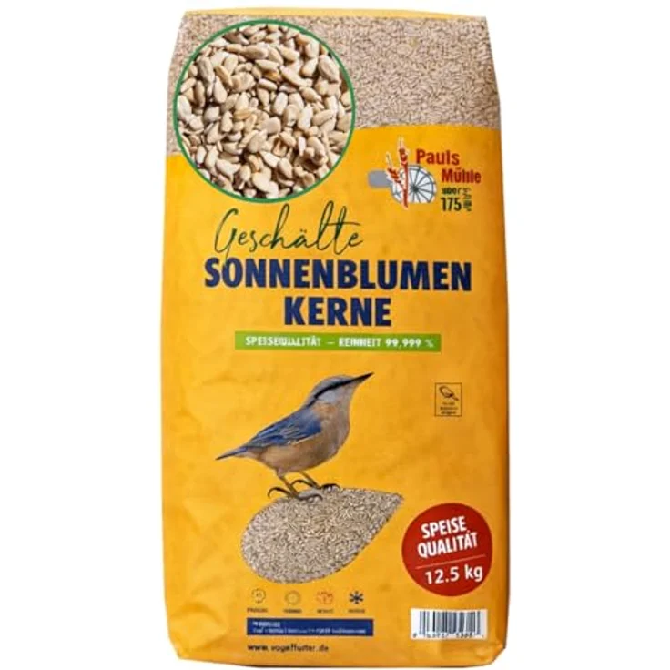 Paul´s Mühle Sonnenblumenkerne geschält für Vögel, 12,5 kg, Ganzjahresfütterung, Neue Ernte 2025 – Bild 1