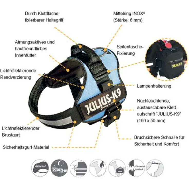 Julius-K9® Powergeschirr Gr. 0 bis XXL schwarz Gr. 1 (L) – Bild 3