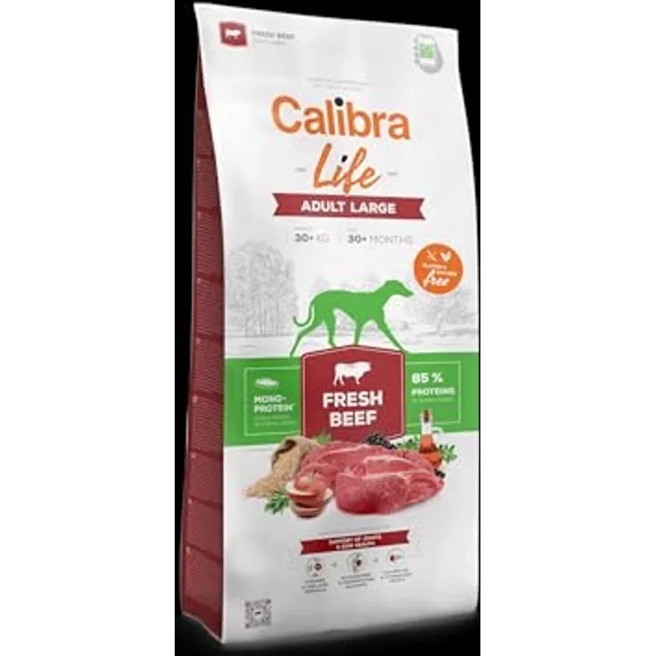 Calibra Dog Life Adult Large, Trockenfutter mit frischem Rind, 12 kg