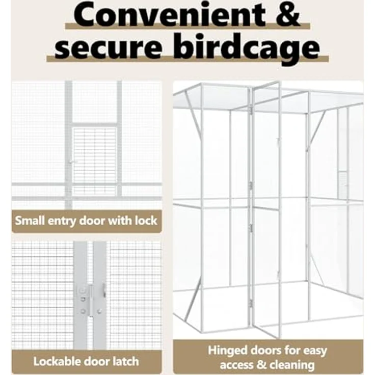 vidaXL Vogelkäfig Anthrazit, 209 x 202 x 214 cm, verzinkter Stahl, robuster Freiluft-Aviary für Garten und Terrasse – Bild 4