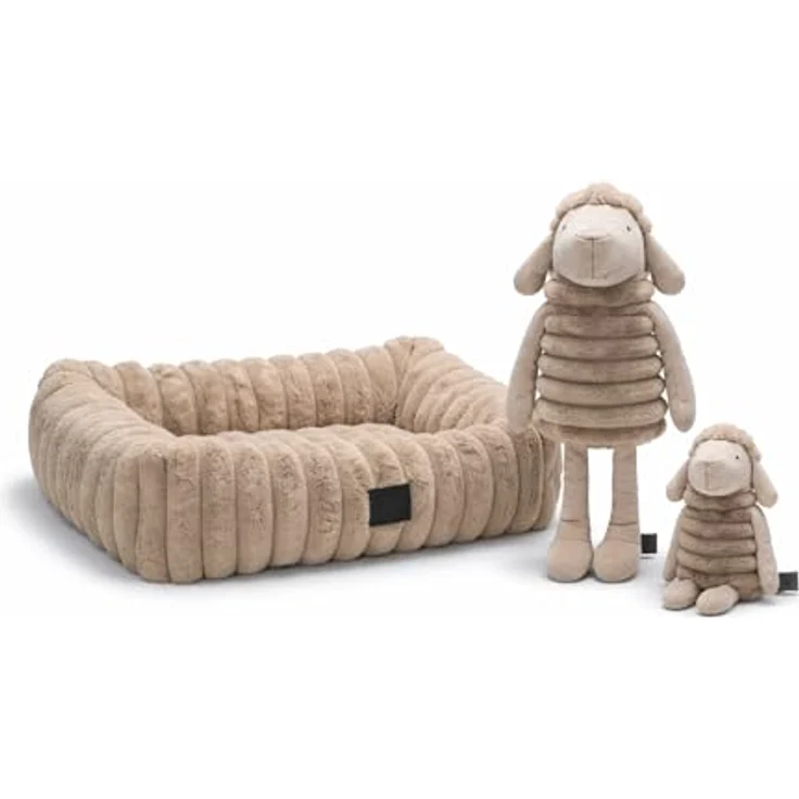 Designed by Lotte Reza Schaf, XL Hundespielzeug aus weichem Plüsch in Beige, ohne Squeaker, ideal zum Spielen und Kuscheln – Bild 5
