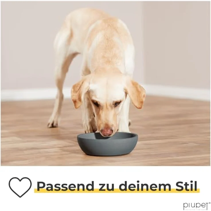 PiuPet® Futternapf 2 x 1,6L, grau, spülmaschinenfest, 21,5cm Durchmesser, rutschfest, für große Hunde – Bild 2