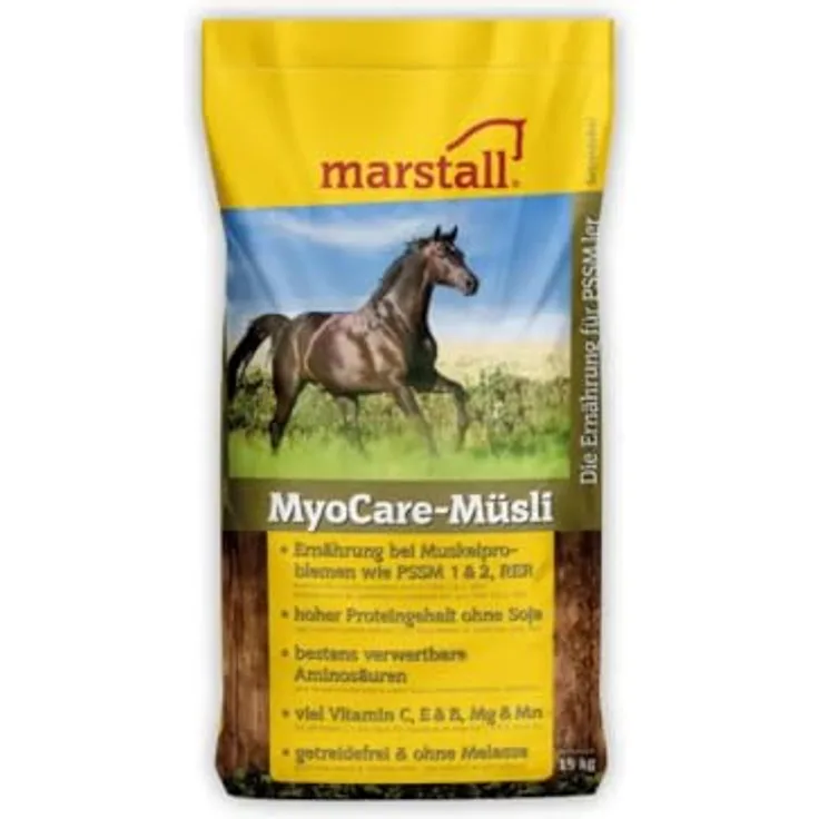 Marstall MyoCare-Müsli 15kg, Pferdefutter für PSSMler mit hohem Proteingehalt, getreidefrei und ohne Soja