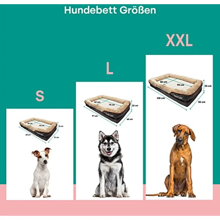 Emmi-pet Orthopädisches Hundebett, Ergonomisches Hundesofa für kleine Hunde, 68x51x15cm, waschbar, rutschfest, atmungsaktiv mit Nackenrolle – Bild 2