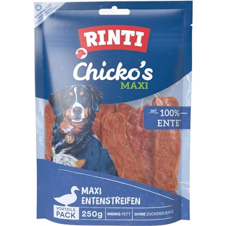 Rinti Chicko Maxi Ente, Hundefutter mit echt Entenbrustfilet, 250g, ohne Fleischmehle und Soja