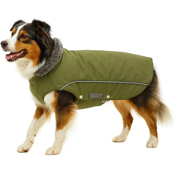 Wolters Winterjacke Amundsen, wasserdicht und PFC-frei, olive, mit EcoElite-Imprägnierung und reflektierenden Streifen