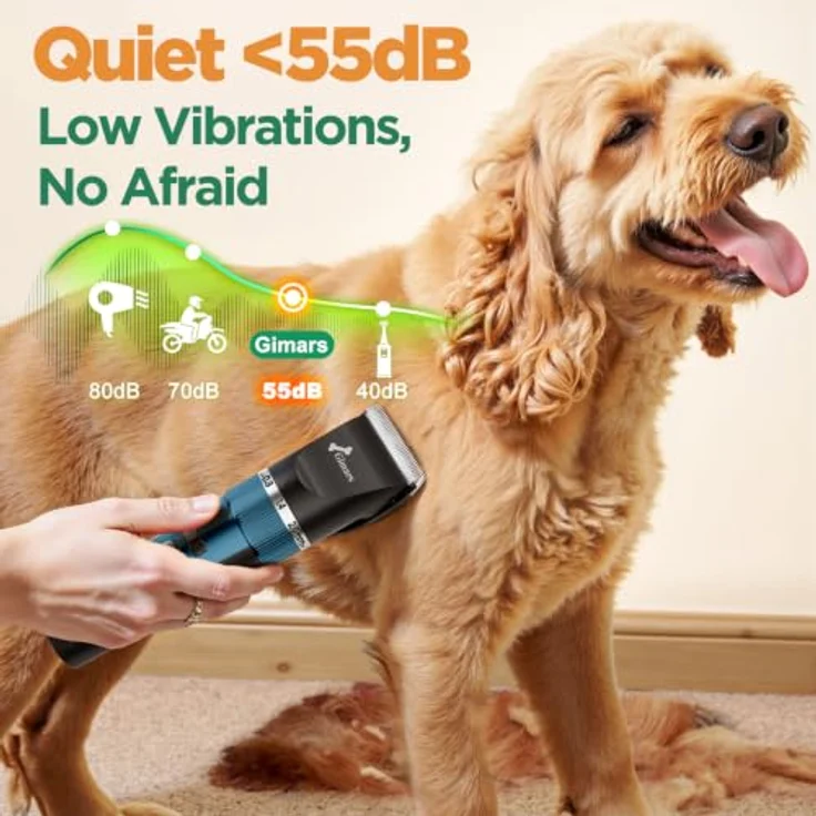 Gimars 4-in-1 Hundeschermaschine mit 7000 U/min, kabellos, leise 55 dB, Ersatzklinge, für dickes Fell, geeignet für Hunde, Katzen und Pferde – Bild 4