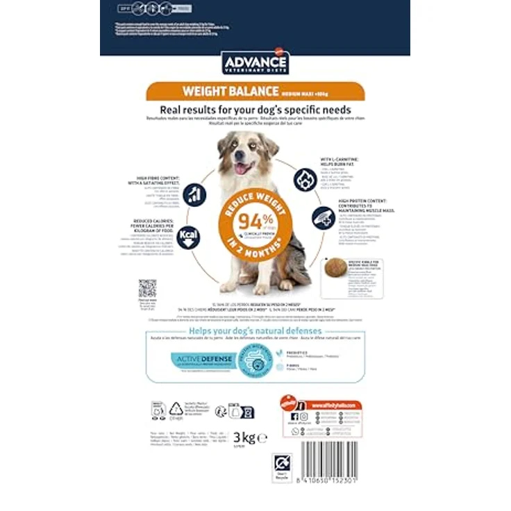 affinity ADVANCE VETERINARY DIETS Obesity Management Trockenfutter für Hunde, 3 kg, hoher Proteingehalt, reduzierter Fettgehalt, mit Omega-3-Fettsäuren – Bild 3