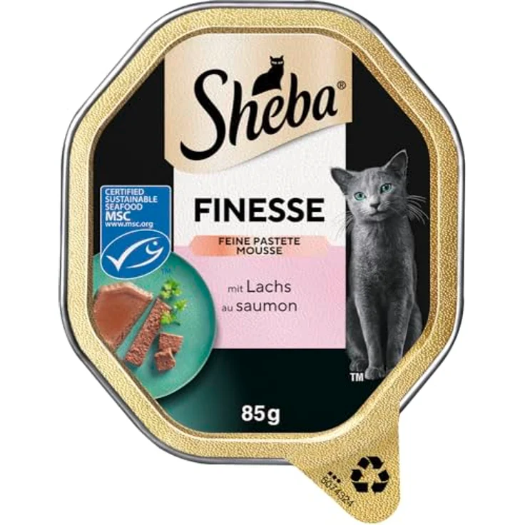 SHEBA® Schale Finesse Pastete/Mousse mit Lachs MSC, 2 x 85g Katzen-Nassfutter, nachhaltig gefangener Fisch – Bild 2