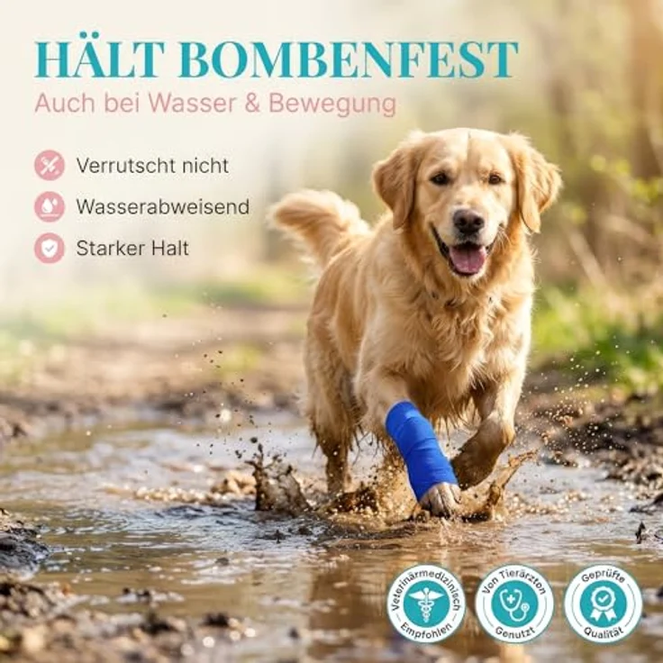 HUND IST KÖNIG Verband selbstklebend, elastische Fixierbinde 10cm/5cm, 12x4,7m wasserabweisend und atmungsaktiv für Mensch & Tier – Bild 2