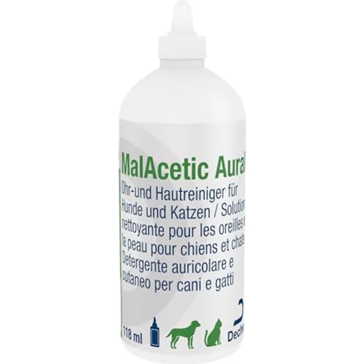 Dechra Malacetic Aural, Ohr- und Hautreiniger für Hunde und Katzen, 118 ml - sanfte Pflege für empfindliche Ohren, unterstützt natürlichen Säureschutzmantel
