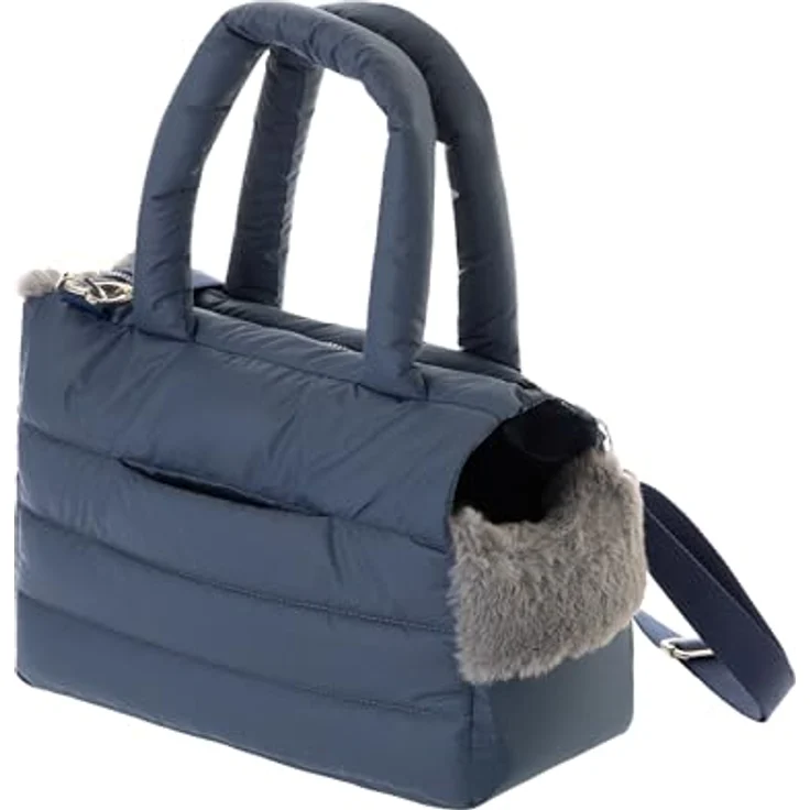 PillowPrim Hundetasche, Welpentasche - Tragetasche für kleine und mittlere Hunde bis 8 kg, dunkelblau, mit Karabiner, verstellbarem Schultergurt und ergonomischen Griffen – Bild 3