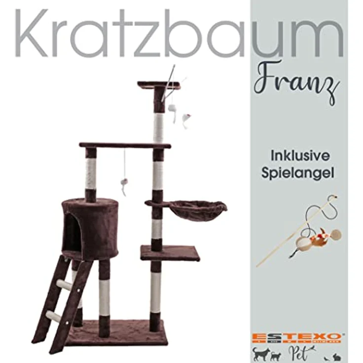 Kratzbaum Katzenbaum Katzenkratzbaum 138 cm XXL Kletterbaum Spielbaum Braun – Bild 4