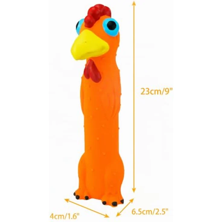 Chiwava 3 Stück Latex-Hundespielzeuge mit Quietscher, 9 Zoll, interaktive Kaugeräusche, sortierte Farben – Schwein, Huhn, Frosch – Bild 5