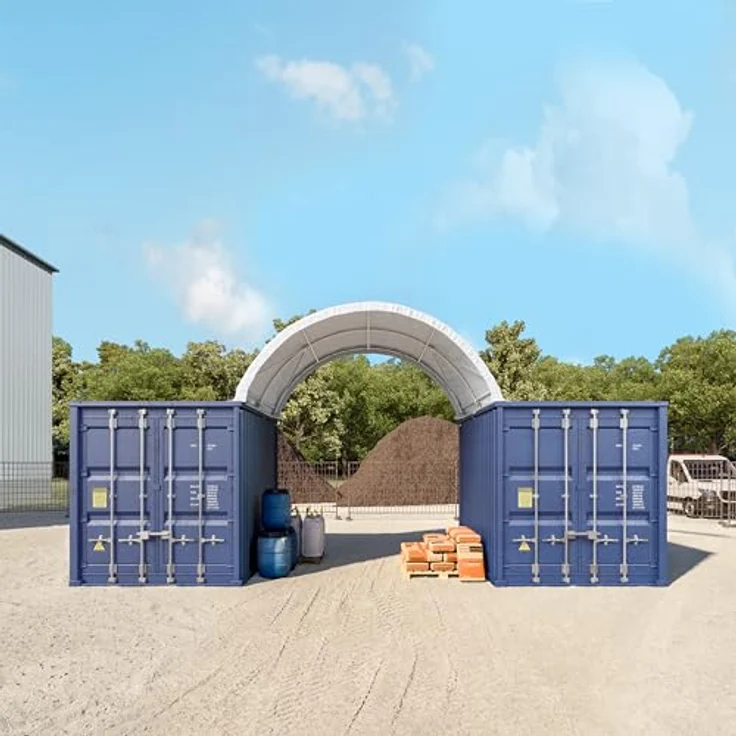 TOOLPORT Container Überdachung Contop 4x3m, PVC Plane 2300N, weiß, robuste Stahlkonstruktion, wasserdicht und UV-beständig, ideal für Lager und Unterstände – Bild 3