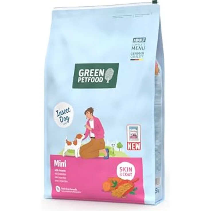 Green Petfood InsectDog Mini, Hundefutter für kleine Hunde mit Insektenprotein, 900 g, getreidefrei