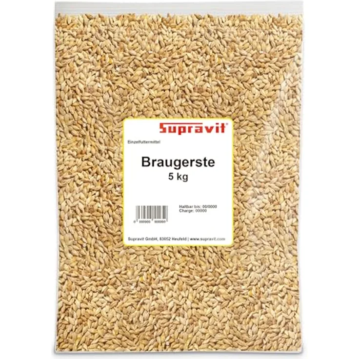Supravit Braugerste 5kg, Ergänzungsfutter für Hühner und Tauben, energiereiches Zusatzfutter mit wertvollen Kohlenhydraten, leicht verdaulich und gut verträglich
