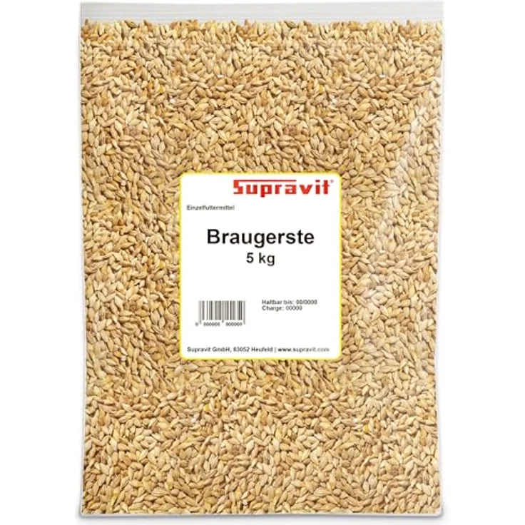 Supravit Braugerste 5kg, Ergänzungsfutter für Hühner und Tauben, energiereiches Zusatzfutter mit wertvollen Kohlenhydraten, leicht verdaulich und gut verträglich – Bild 1