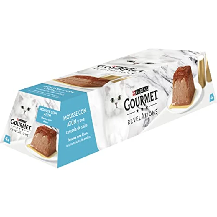 Gourmet Purina Revelations Mousse mit Sauce, Katzen-Nassfutter für Thunfisch, 6 Packungen mit 24 Pyramiden, 57 g each, 100% ausgewogenes Futter – Bild 1