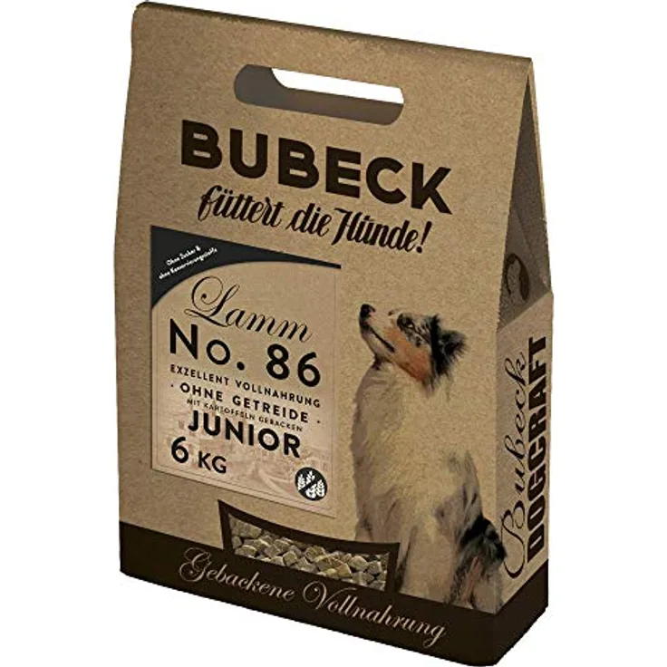 Bubeck Trockenfutter für Hunde Junior Lamm, getreidefrei, 6 kg, Vollnahrung für Welpen aller Rassen, 100% in Deutschland hergestellt