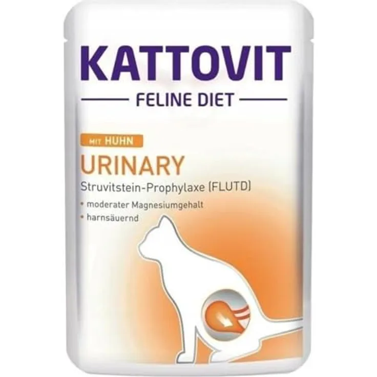 Kattovit Urinary Huhn, Diät-Nassfutter für Katzen zur Vorbeugung von Struvitsteinen, 85g