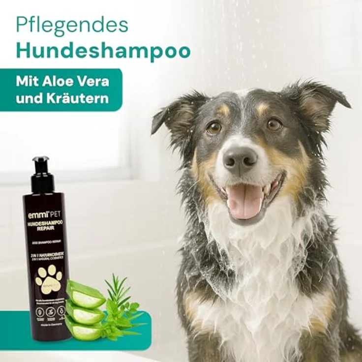 Emmi-pet Hundeshampoo 2in1 Natur Repair, 250 ml – Natürliche Fellpflege mit Aloe Vera & Kräutern, vegan & pH-hautneutral, regenerierend für alle Hunde & Welpen ab 10. Woche – Bild 2