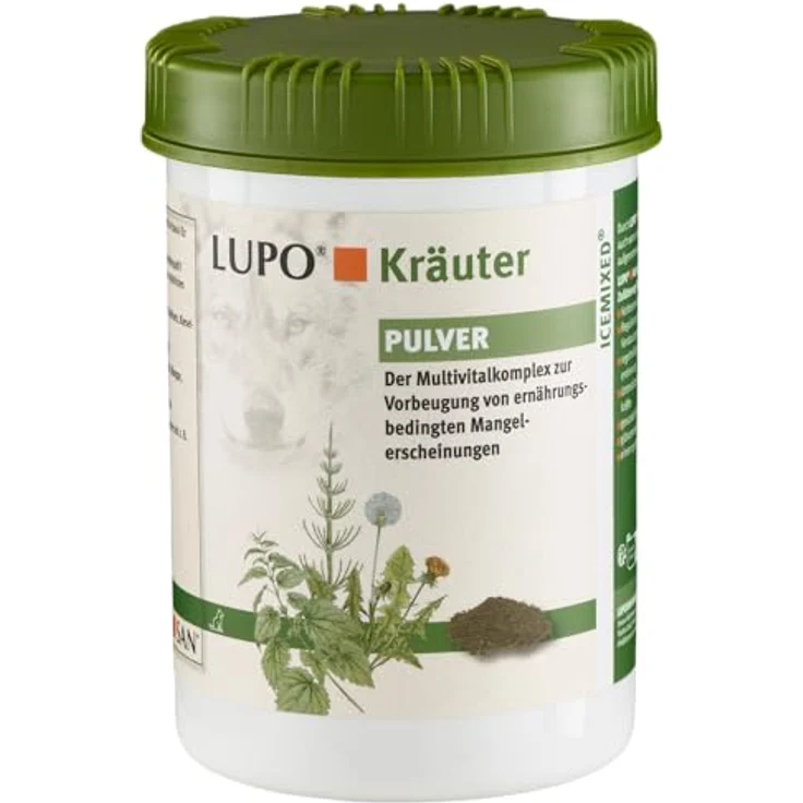 Luposan Kräuter Pulver (1000 g), Nahrungsergänzungsmittel für Hunde zur Unterstützung der Nährstoffaufnahme, gesunder Knochenbildung und glänzenden Fells – Bild 1