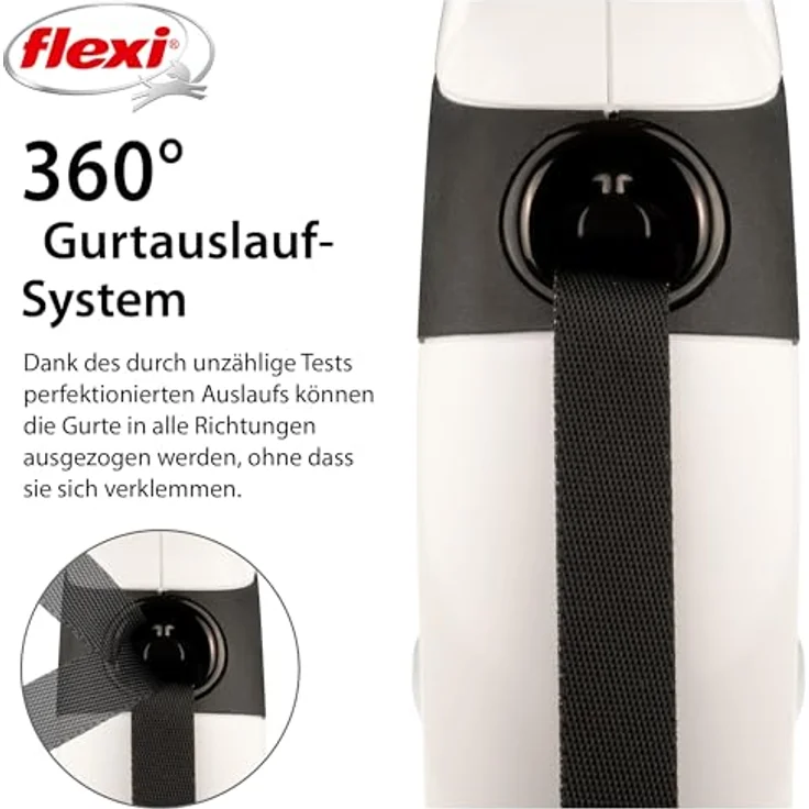 flexi® One Gurt 5 m, Designleine für Hunde bis 30 kg, ergonomisches Schwarz-Weiß-Design, 100% deutsche Qualität – Bild 5