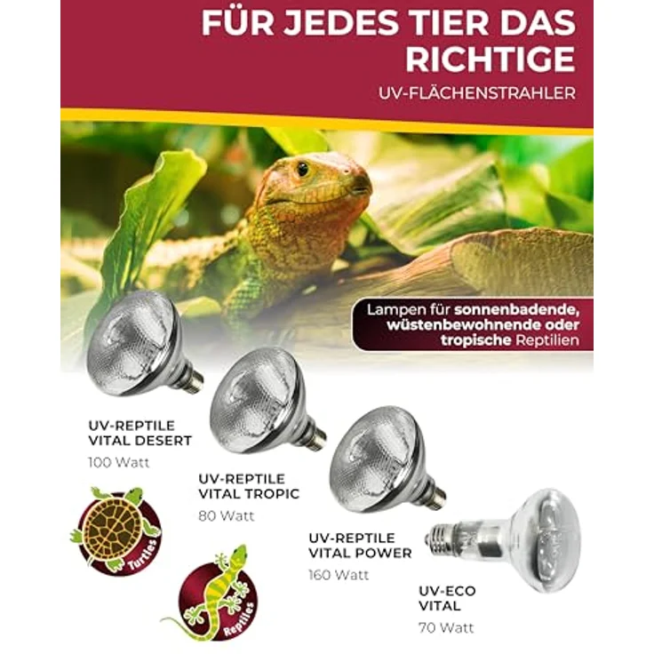 HOBBY Terraristik UV Reptile vital Power, 160 W UV-Lampe für Terrarien, UV-Flächenstrahler mit 250 µW/cm² UVB-Abgabe, langlebig – Bild 5