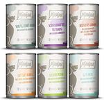 MjAMjAM Premium Nassfutter für Hunde Mixpaket II, 6er Pack (6 x 400 g) mit Huhn & Ente, Rind, Pute, Kalb, Truthahn, Lamm – naturbelassen, glutenfrei, hoher Fleischanteil