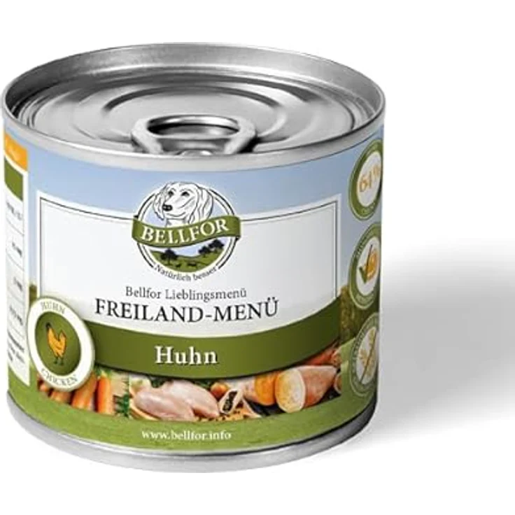Bellfor Freiland-Menü, getreidefreies Nassfutter mit 64% Hühnerfleisch, 6x200g – Bild 2