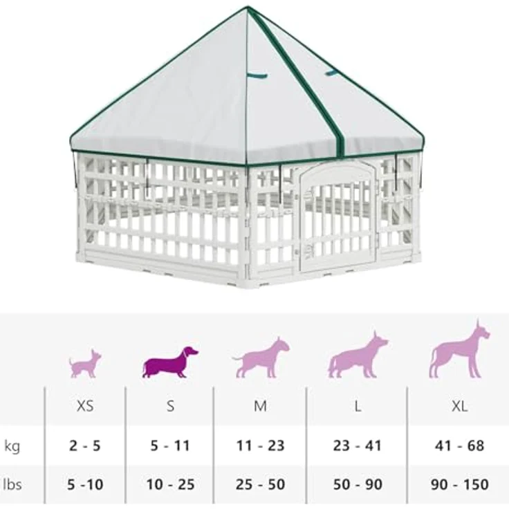 vidaXL Freigehege 6-Panel-Hundespielplatz, flexibles Kunststoffdesign, 177,5 x 154,5 x 112 cm, wetterbeständig, weiß – Bild 4