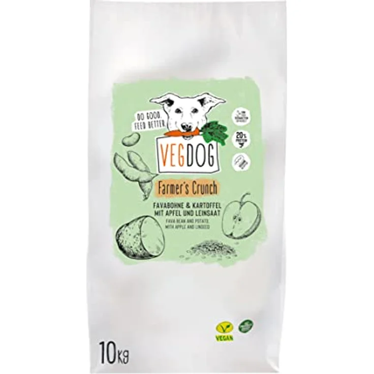 VEGDOG Farmer's Crunch, Veganes Hunde-Trockenfutter mit hochverdaulicher Rezeptur, 10 kg – Bild 1